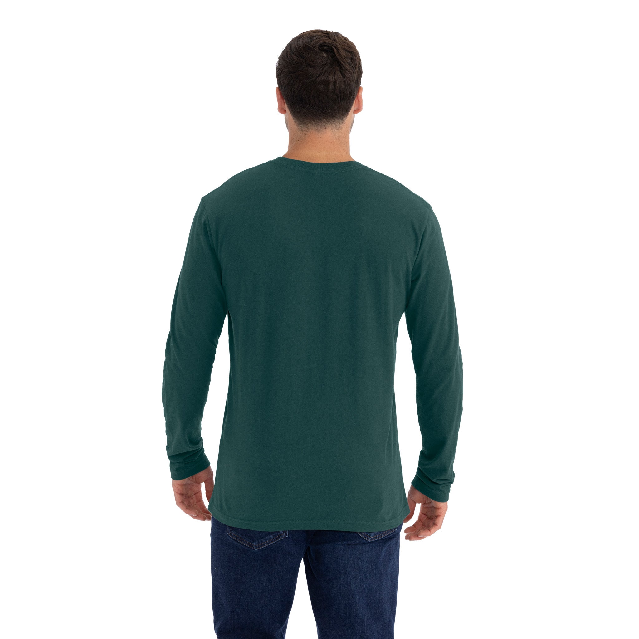 Unisex Cotton Long Sleeve T-Shirt Forest Green 3601 Next Level Apparel Back View