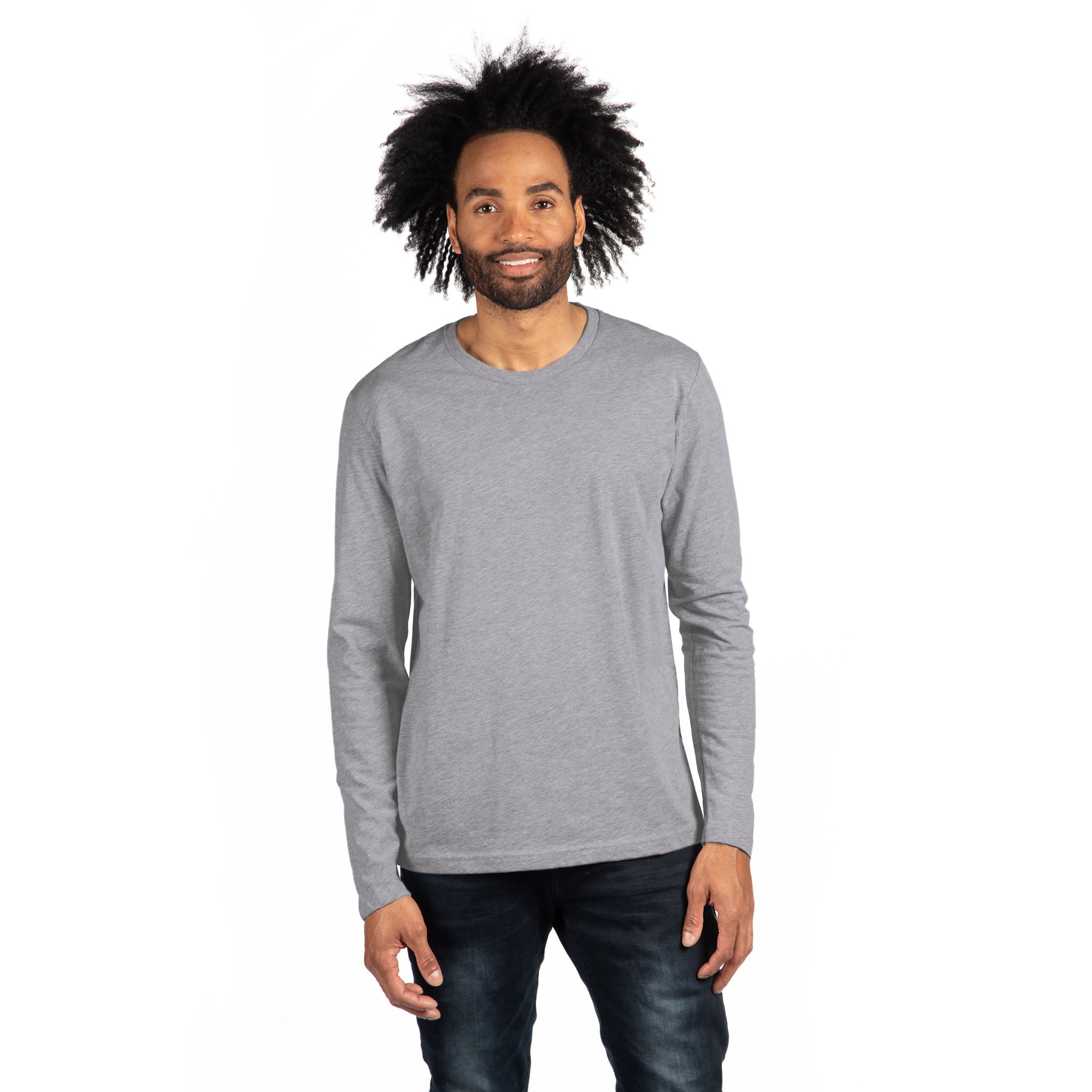 Unisex Cotton Long Sleeve T-Shirt Heather Gray 3601 Next Level Apparel 