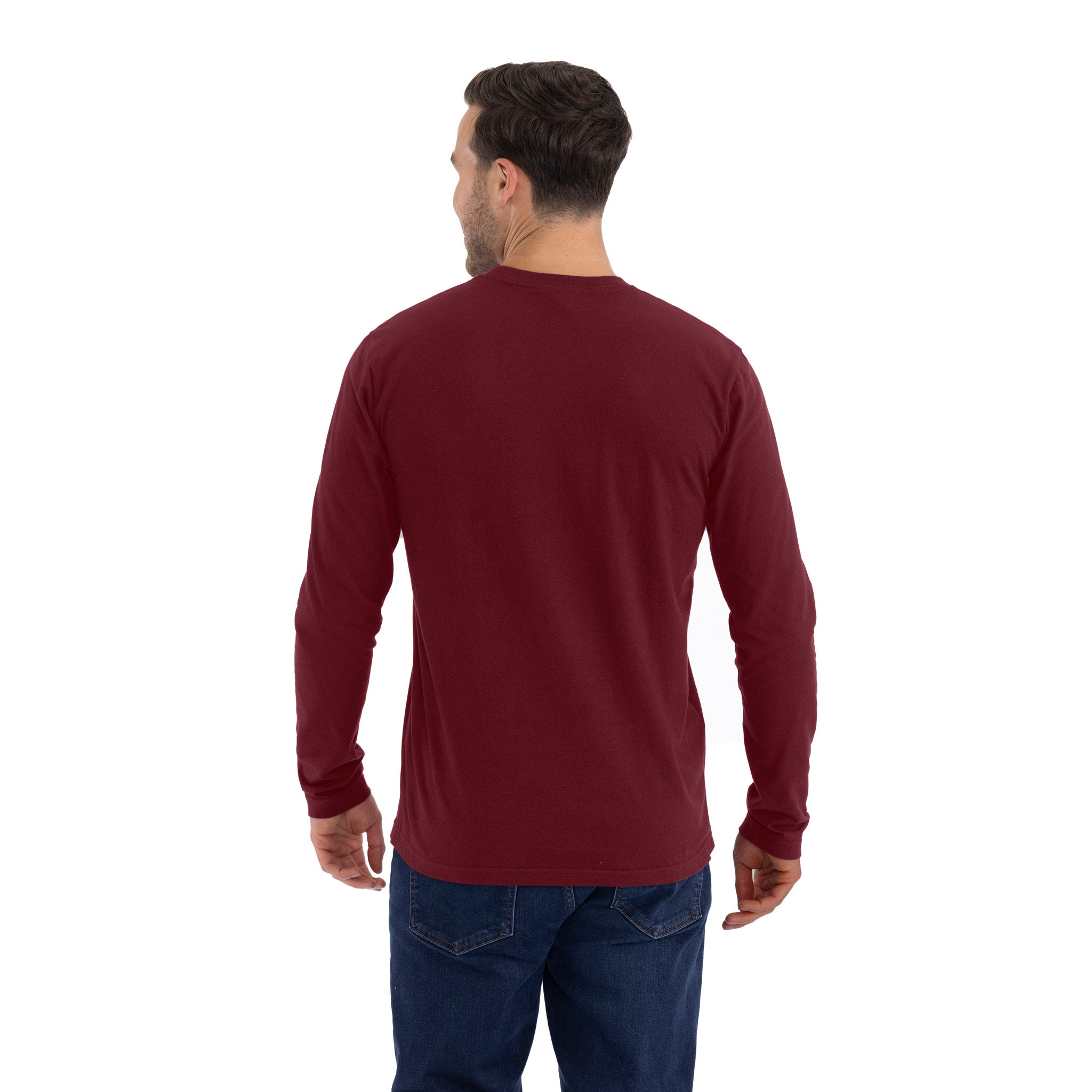 Unisex Cotton Long Sleeve T-Shirt Maroon 3601 Next Level Apparel Back View