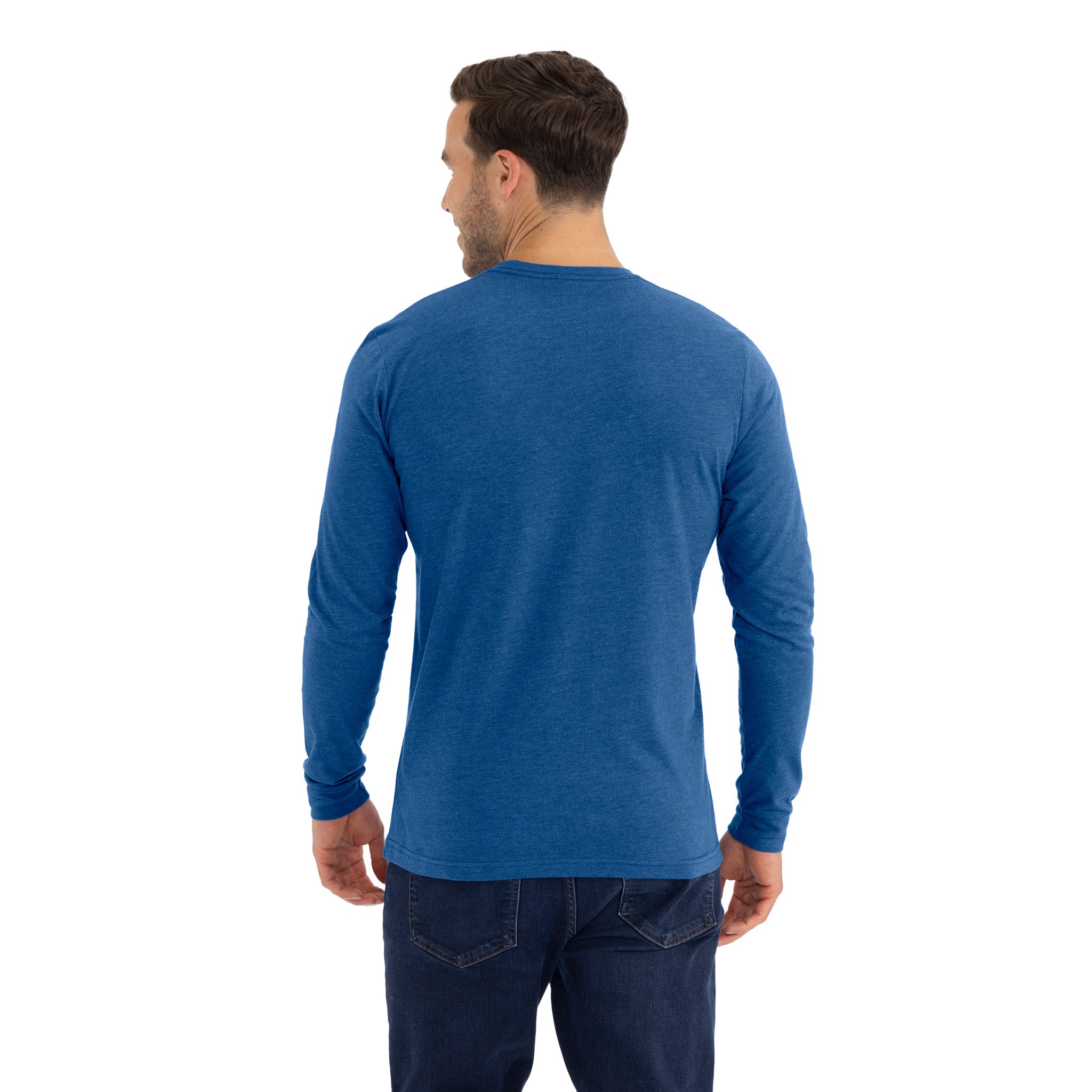 Unisex CVC Long Sleeve T-Shirt Heather Cool Blue 6211 Next Level Apparel Side View