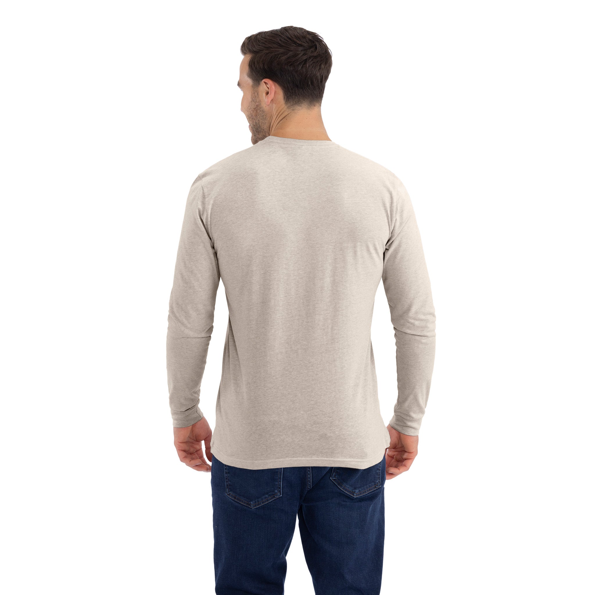 Unisex CVC Long Sleeve T-Shirt Sand 6211 Next Level Apparel Side View