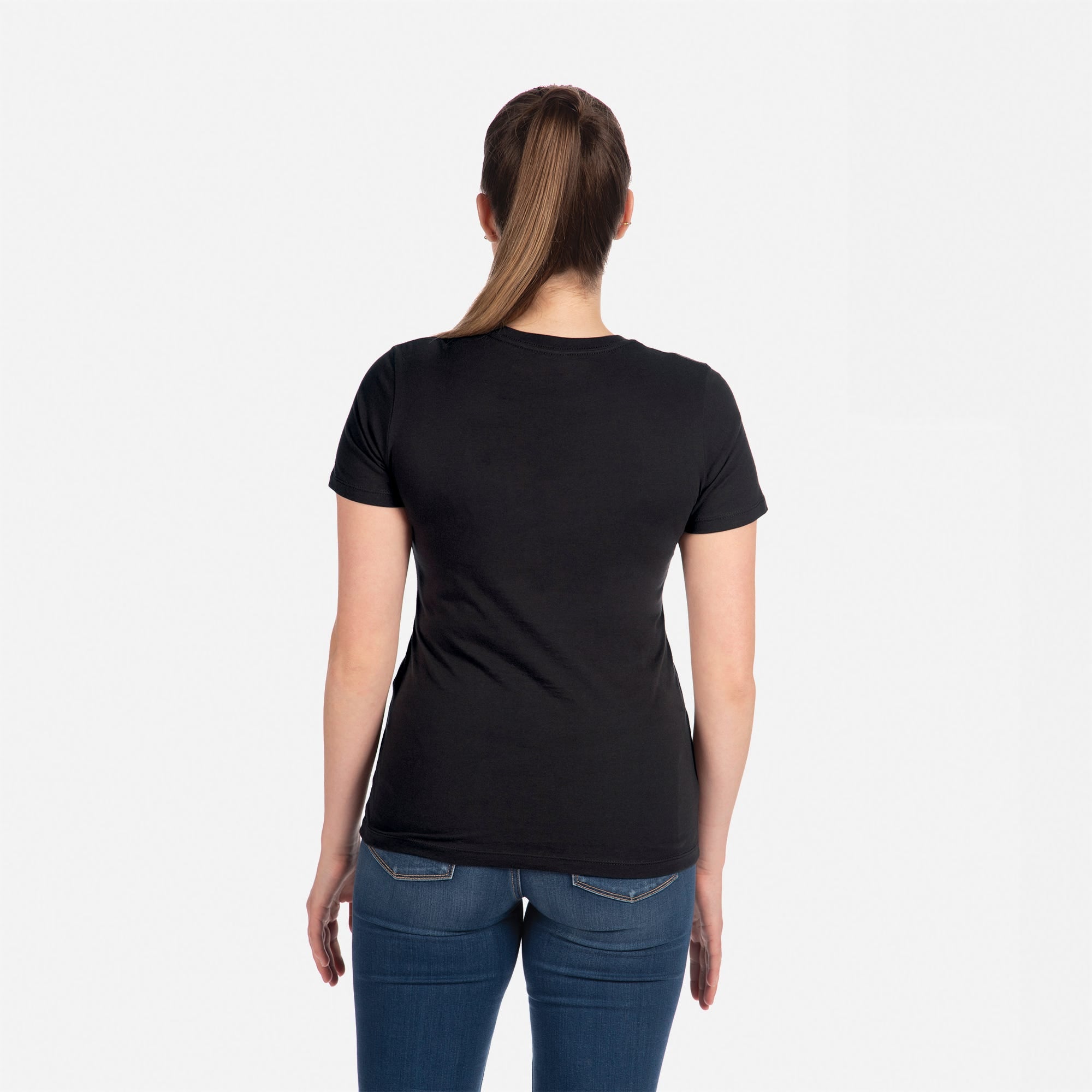 Cotton Boyfriend T-Shirt Black 3900 Next Level Apparel Back View