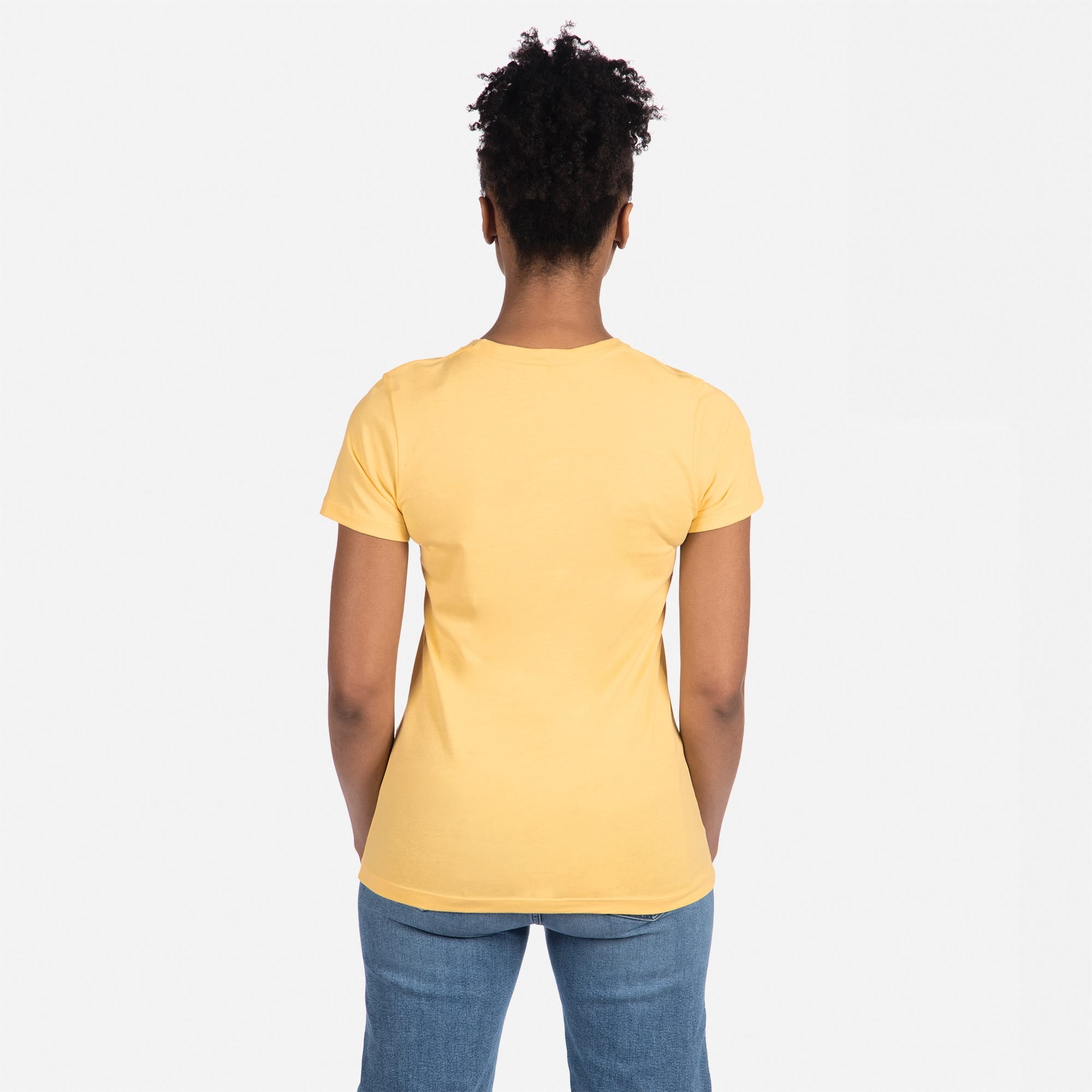 Cotton Boyfriend T-Shirt Banana Cream 3900 Next Level Apparel Women's Back View 