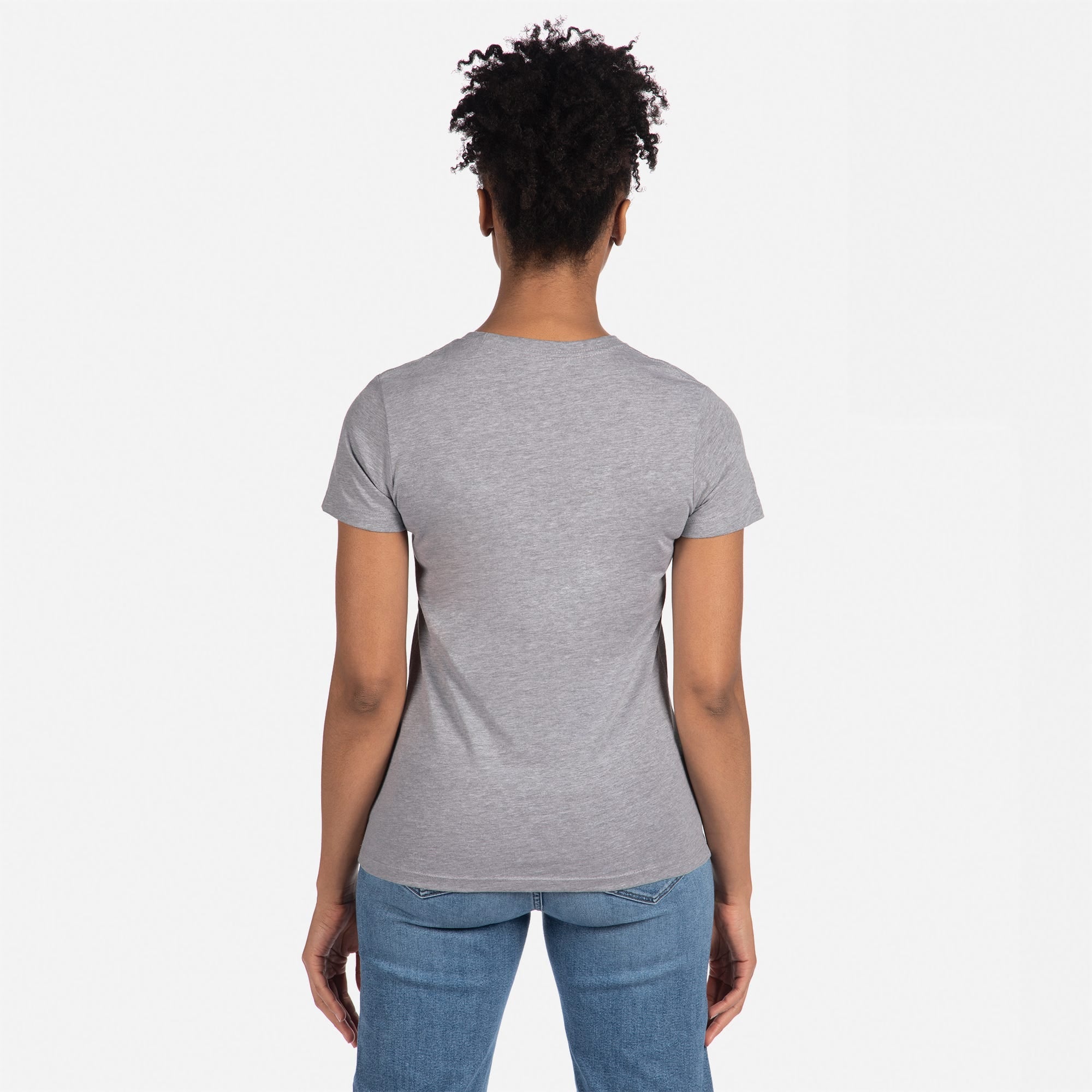 Cotton Boyfriend T-Shirt Heather Gray 3900 Next Level Apparel Back View