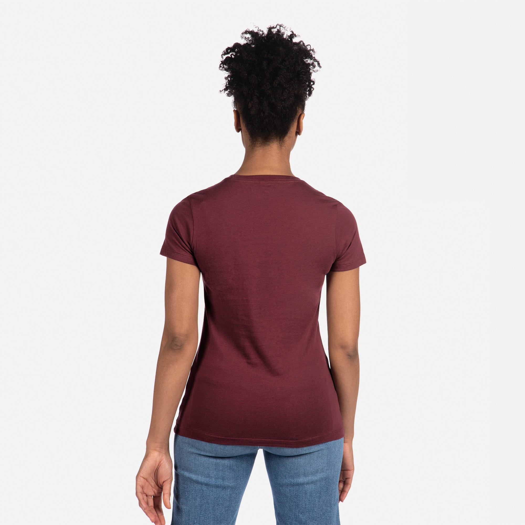 Cotton Boyfriend T-Shirt Maroon 3900 Next Level Apparel Back View