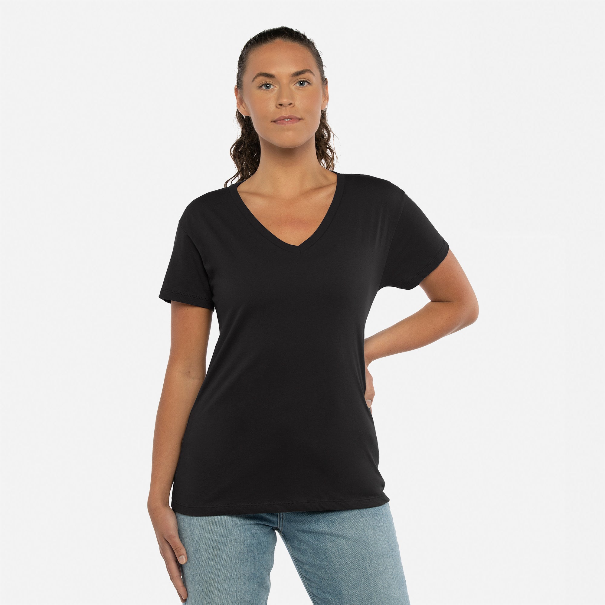 Cotton V-Neck T-Shirt Black 3940 Next Level Apparel