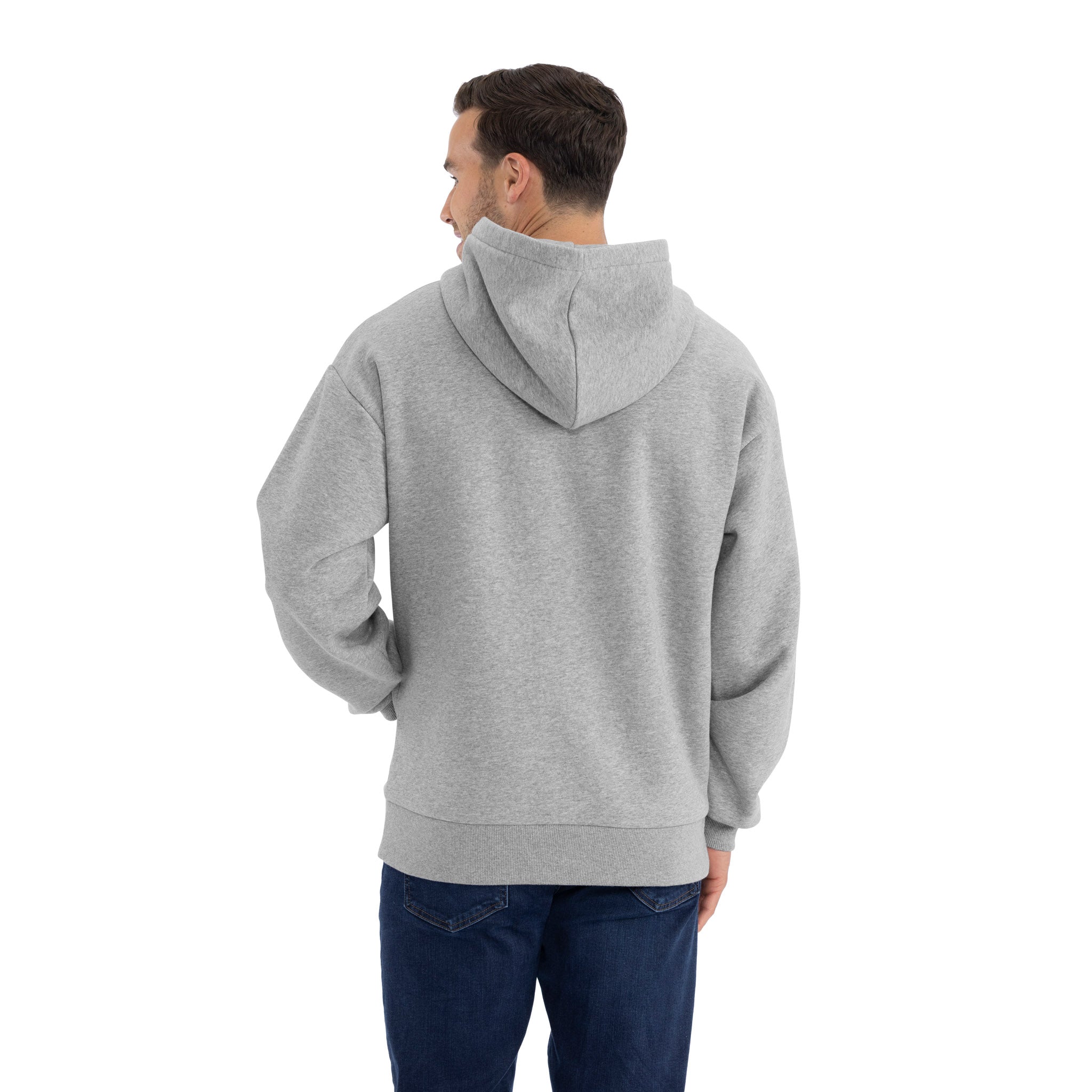 Unisex Heavyweight Pullover Hoodie Heather Gray 9307 Next Level Apparel Side View